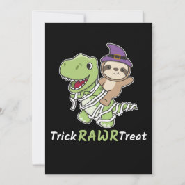Sloth Trick Rawr Treat T-rex Mummy Costume Feestdagenkaart