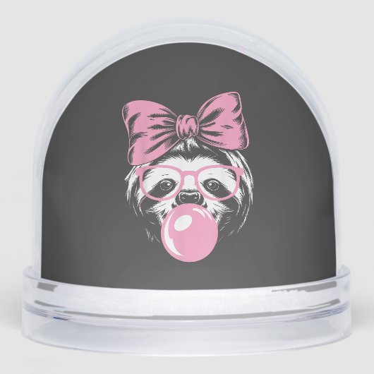 Sloth Wearing Glasses and Blowing Pink Bubble Gum  Sneeuwbol (Voorkant)