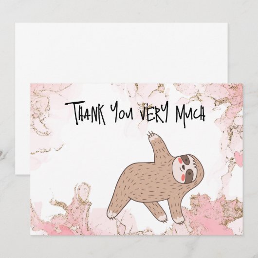 SLOTH Yoga Hartelijk dank voor de SLOTH-liefhebber Bedankkaart (Voorkant / Achterkant)