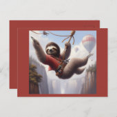 Sloth Ziplining Briefkaart (Voorkant / Achterkant)