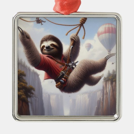 Sloth Ziplining Metalen Ornament (Voorkant)