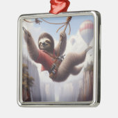 Sloth Ziplining Metalen Ornament (Links)