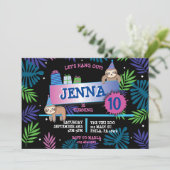 SLOTH ZOO JUNGLE Invitation de fête d'anniversaire (Debout devant)