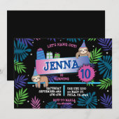 SLOTH ZOO JUNGLE Invitation de fête d'anniversaire (Devant / Derrière)