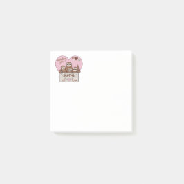 Slothfamilie met envelop, hart en tekst post-it® notes