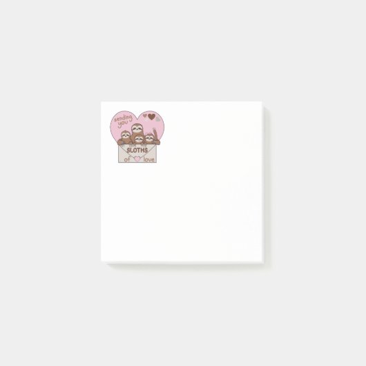 Slothfamilie met envelop, hart en tekst post-it® notes (Voorkant)