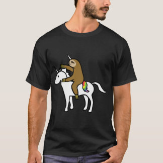 Slothicorn Ridende Eenhoorn vrienden familie T-shirt