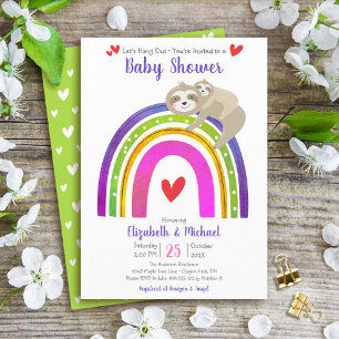Sloths Boho Rainbow Baby shower Modern Schattige Z Kaart