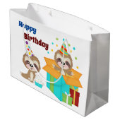 Sloth's Happy Birthday Party Groot Cadeauzakje (Achterkant Gekanteld)
