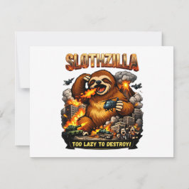 Slothzilla Too Lazy to Destroy,Funny Kaiju Monster Notitiekaartje