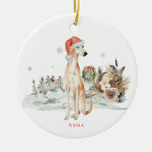 Sloughi Waterverf Dog | Monogram Keramisch Ornament (Voorkant)