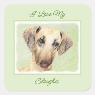 Sloughis Painting - Cute Original Dog Art Square S Vierkante Sticker