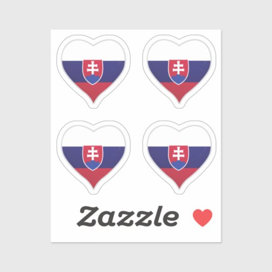Slovaquie amour drapeau orgueil autocollant coeur (Feuille)