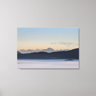 Sloveense bergen en moerasmat in valley canvas afdruk