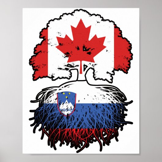 Sloveense Canadese vlag over bomen in Canada Poster (Voorkant)