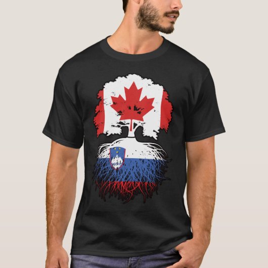 Sloveense Canadese vlag over bomen in Canada T-shirt (Voorkant)