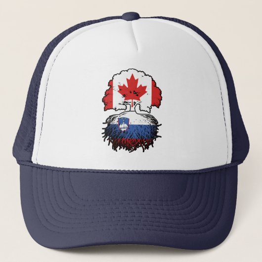 Sloveense Canadese vlag over bomen in Canada Trucker Pet (Voorkant)