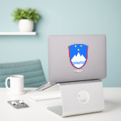 Sloveense nationale wapenschild patriottisch sticker (Laptop op bureau)