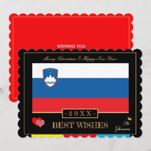 Sloveense vlag en gelukkig nieuwjaar/beste wensen feestdagenkaart