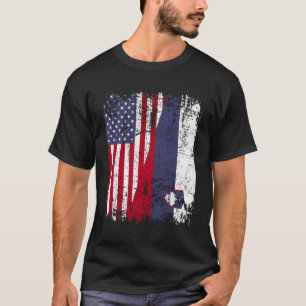 Sloveense wortels Halve Amerikaanse vlag Slovenië T-shirt