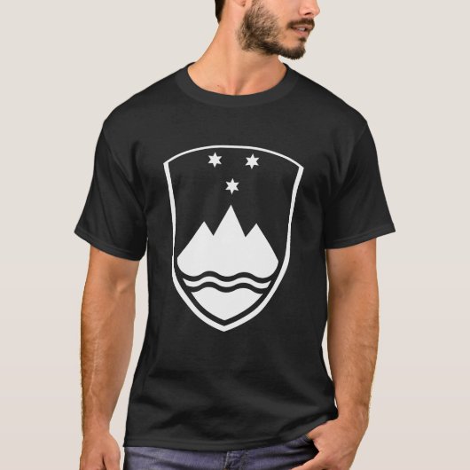 Slovenia Coat of Arms Symbol Black and White T-shirt (Voorkant)