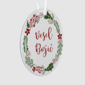 Slovenian Merry Kerstmis Wreath, Vesel Božič Ornament (voorkant)