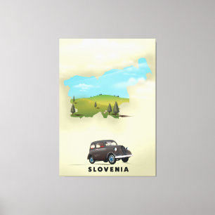 Slovenië Afbeelding van kaartreisposter Canvas Afdruk