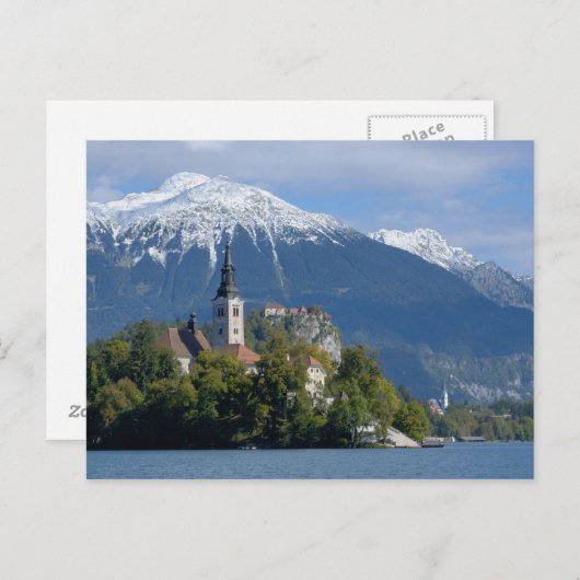 Slovenië, Bled, Lake Bled, Bled Island, Bled Briefkaart (Voorkant / Achterkant)