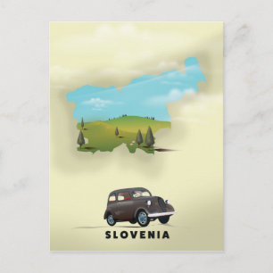 Slovénie Carte illustrée affiche de voyage