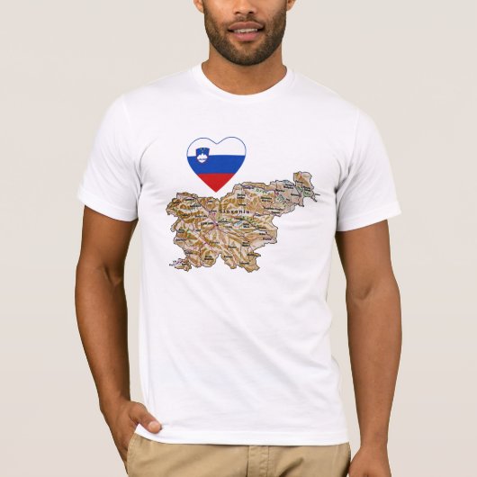 Slovénie - Coeur du drapeau et carte T-shirt (Devant)