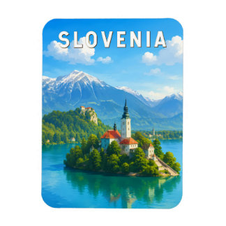 Slovenië Illustratie Reis Kunst Vintage Magneet