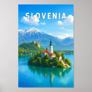 Slovenië Illustratie Reis Kunst Vintage Poster