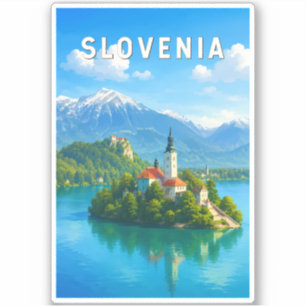Slovenië Illustratie Reis Kunst Vintage Sticker
