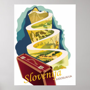 Slovenië, Joegoslavië, oud reizen Poster