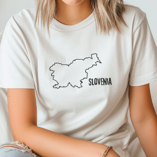 Slovenië Landkaart Sloveense grens Lijnvorm T-shirt