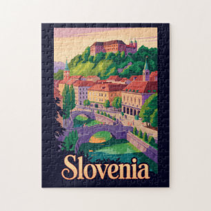 Slovenië Ljubljana Brug Illustratie Reis Kunst Legpuzzel