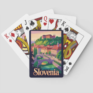 Slovenië Ljubljana Brug Illustratie Reis Kunst Pokerkaarten