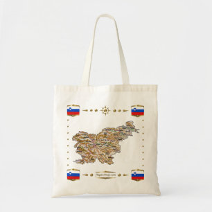 Slovenië Map + Flags Bag Tote Bag