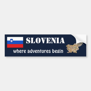 Slovenië Markering + Kaart Bumpersticker