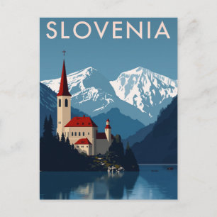 Slovenië Meer van Bled Alpen Retro Briefkaart