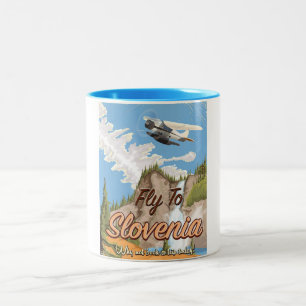 Slovenië vintage reisposter tweekleurige koffiemok