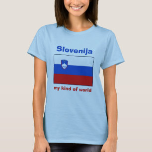 Slovenië Vlag + Kaart + Tekst T-shirt