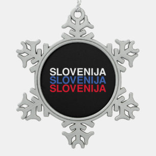 SLOVENIË-vlag Tin Sneeuwvlok Ornament