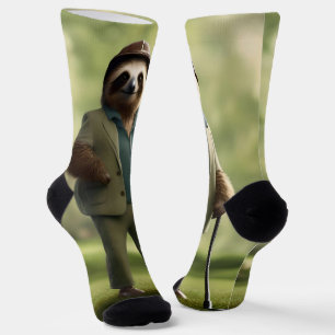 "Slow and Steady: een luiaard gekleed voor golf Sokken