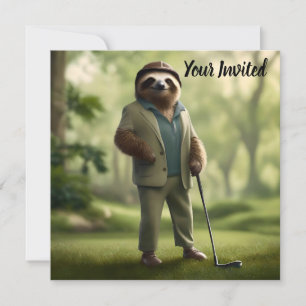 Slow and Steady: Een luiaard is gekleed voor golf Kaart