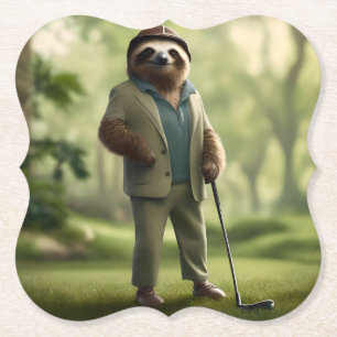 Slow and Steady: Een luiaard is gekleed voor golf Kartonnen Onderzetters