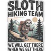 Slow and Steady Sloth Hiking Team Sticker (Voorkant)