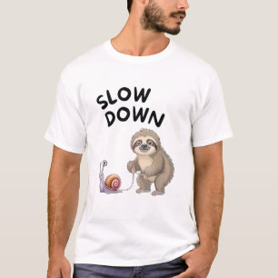 Slow Down beroemd gemaakt door Snail Sloth Funny T-shirt