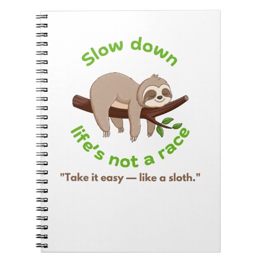 Slow Down – traag grafisch T-shirt en cadeau Notitieboek (Voorkant)