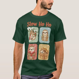 Slow Ho Ho Funny Sloth Design T-shirt